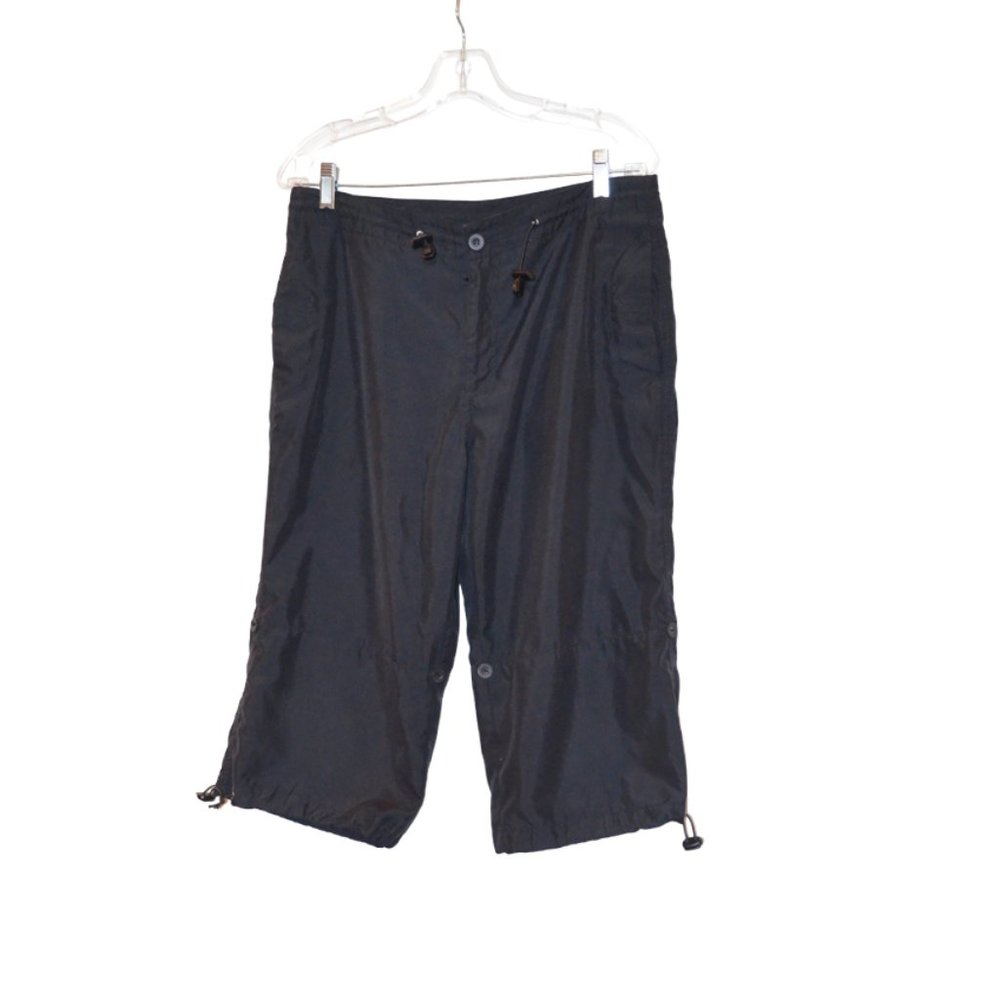 Mawso Oriental Black Capri Pants Elastic Laces Women M 7/9